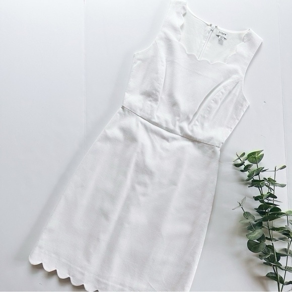 J.Crew Factory White Scallop Dress Sleeveless - Picture 4 of 11